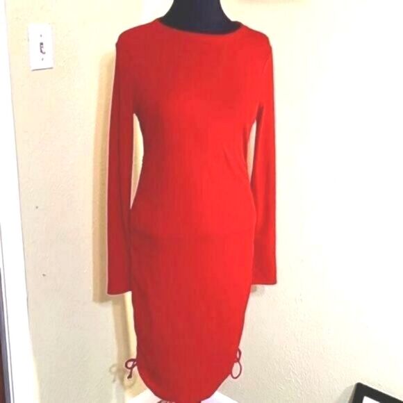 Spoiled - Red Bodycon Dress with Ruching on Sides, Size Large,  NWOT - Picture 1 of 8
